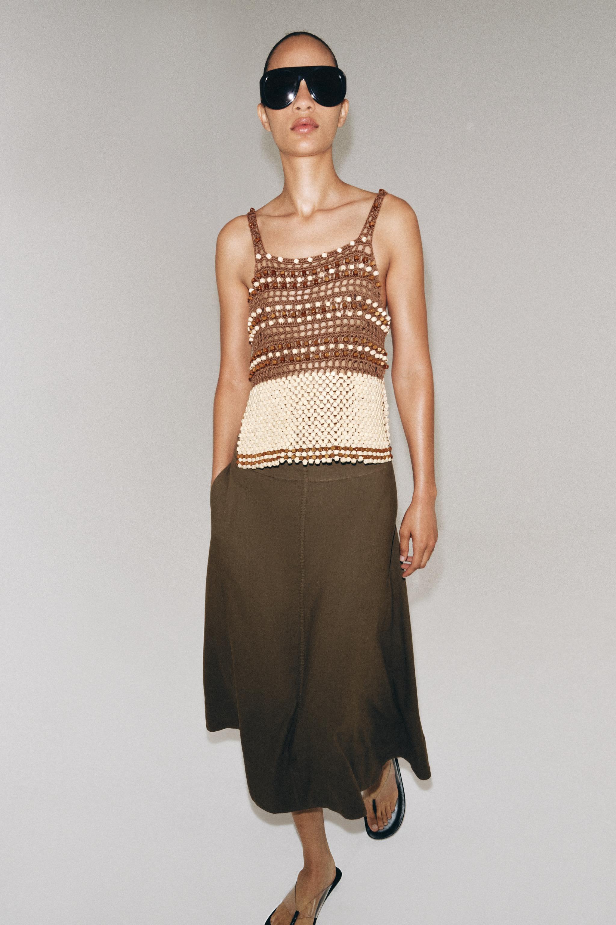 ZW COLLECTION LINEN BLEND MIDI SKIRT